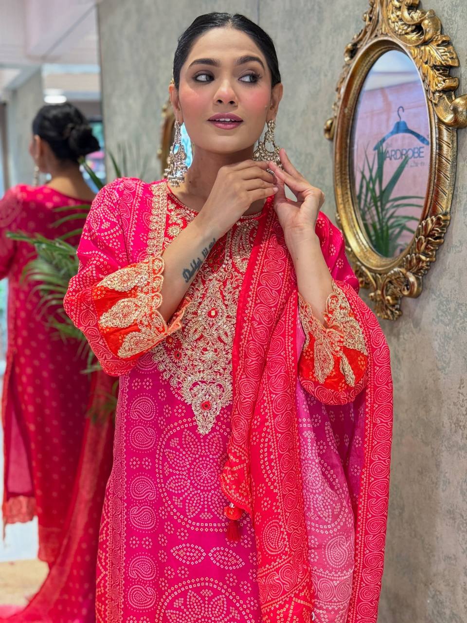 Lovely Pink Crepe Embroidery Straight Salwar Suit