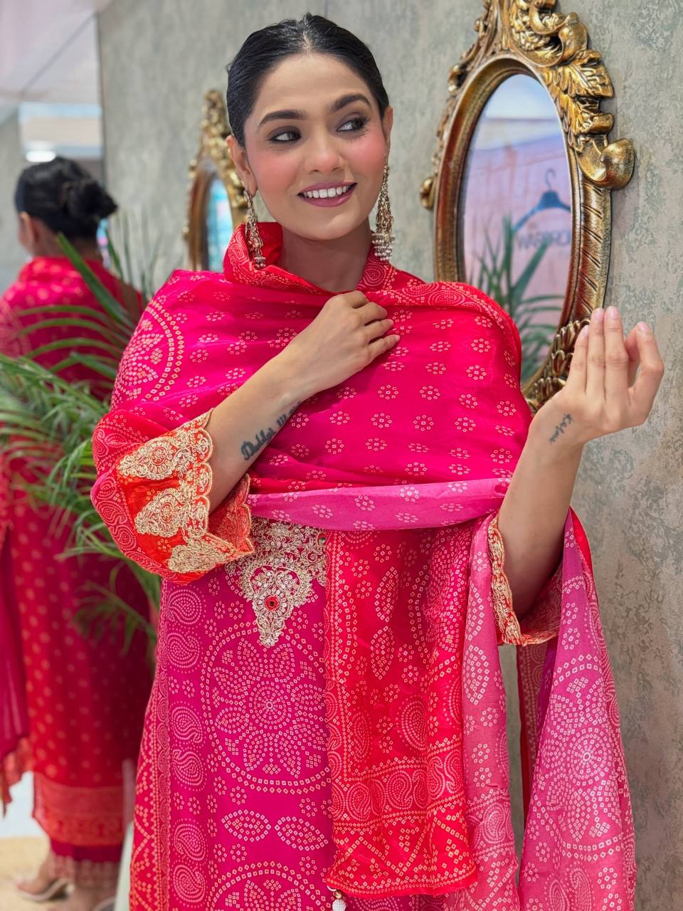Lovely Pink Crepe Embroidery Straight Salwar Suit