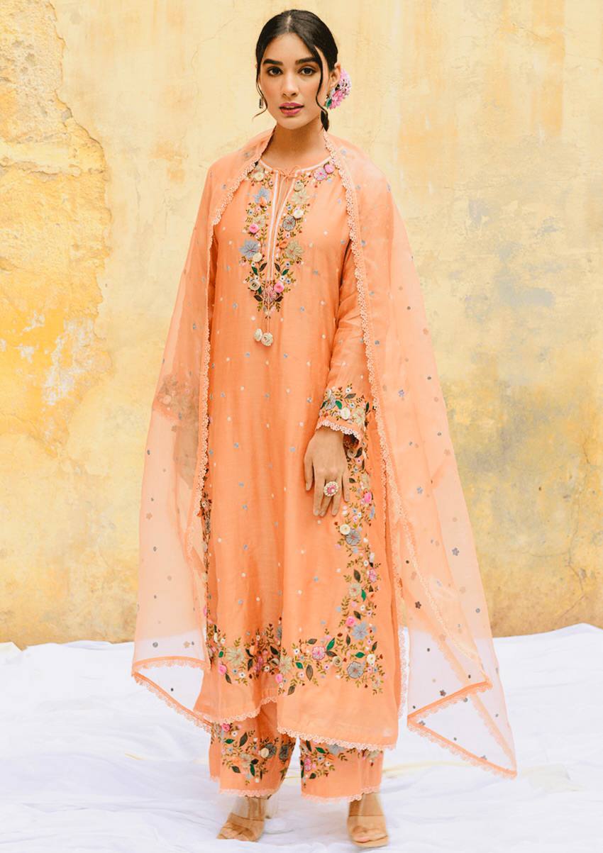 Trendy Peach Georgette Sequence Work Punjabi Suit