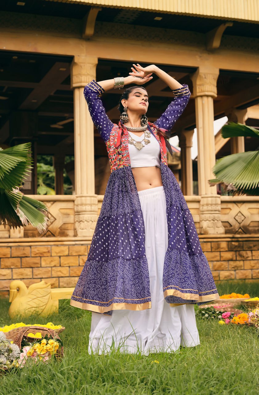 Amazing Pink Cotton Embroidery Shrug With Lehenga Choli