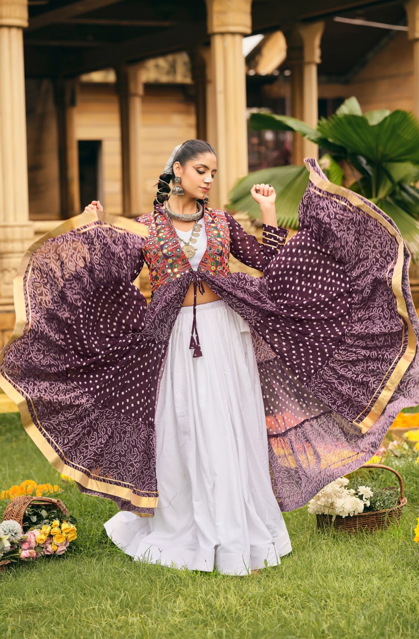 Amazing Pink Cotton Embroidery Shrug With Lehenga Choli