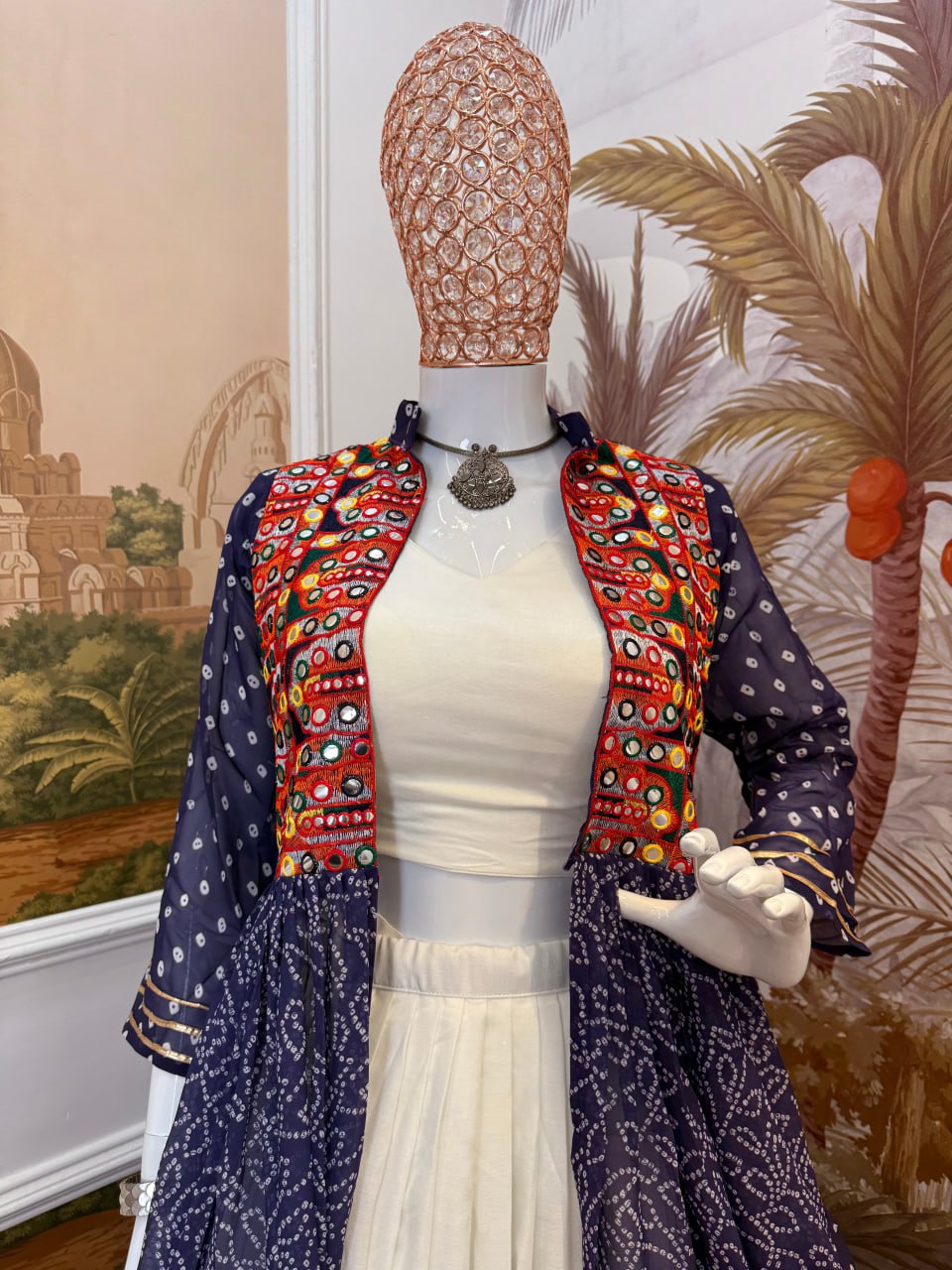 Amazing Pink Cotton Embroidery Shrug With Lehenga Choli