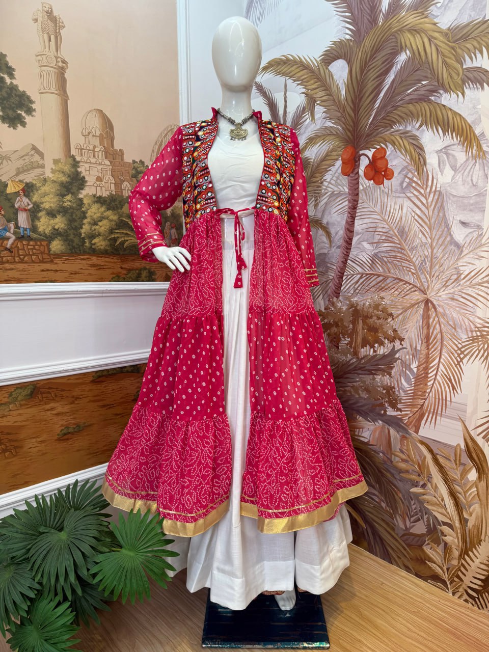 Amazing Pink Cotton Embroidery Shrug With Lehenga Choli