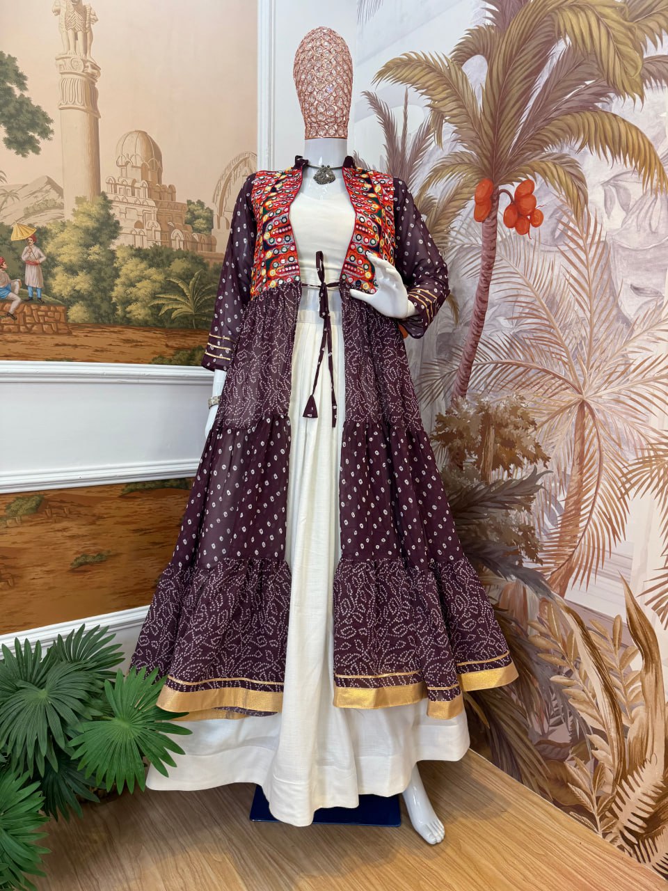 Amazing Pink Cotton Embroidery Shrug With Lehenga Choli