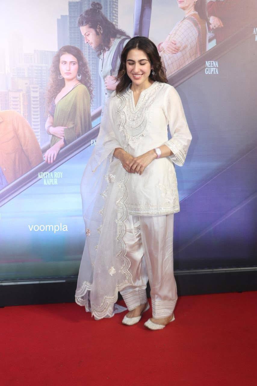 Bollywood Style White Silk Embroidery Work Palazzo Suit