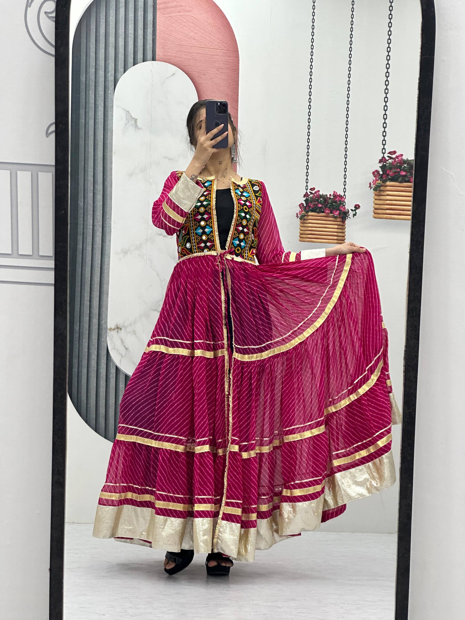 Ravishing Pink Georgette Gamathi Work Gown