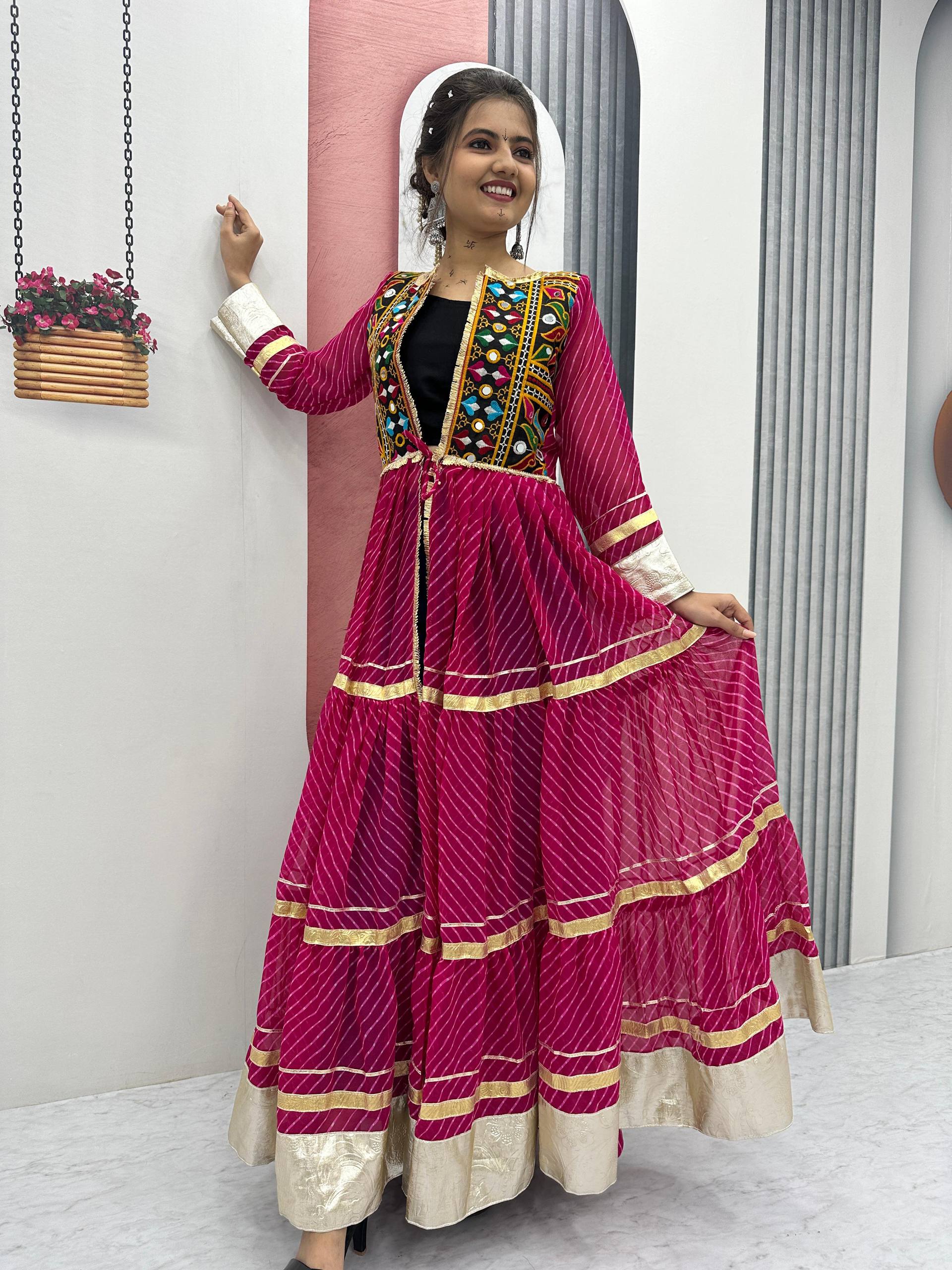 Ravishing Pink Georgette Gamathi Work Gown