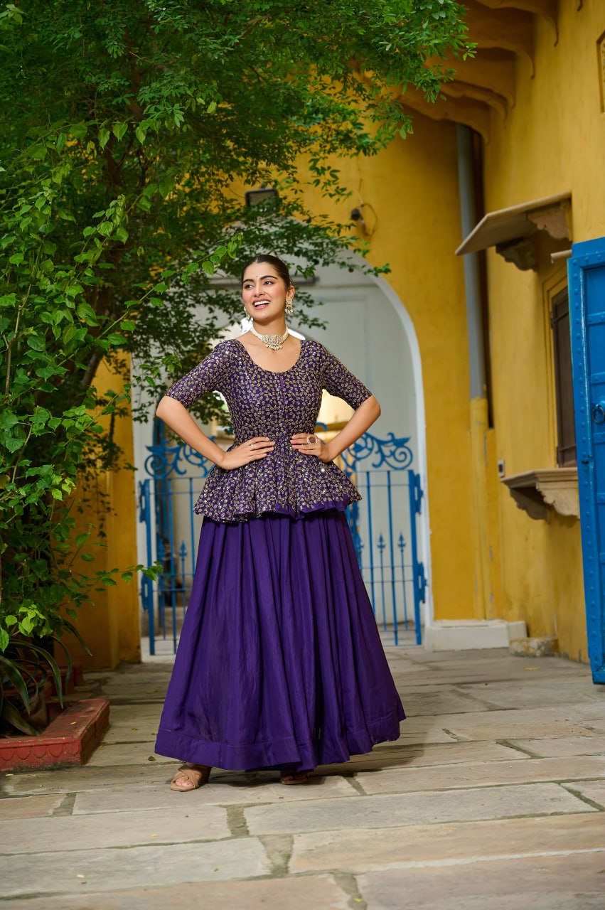 Gorgeous Orange Fendy Embroidered Lehenga