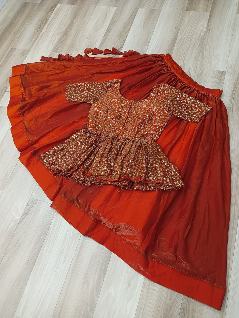 Gorgeous Orange Fendy Embroidered Lehenga