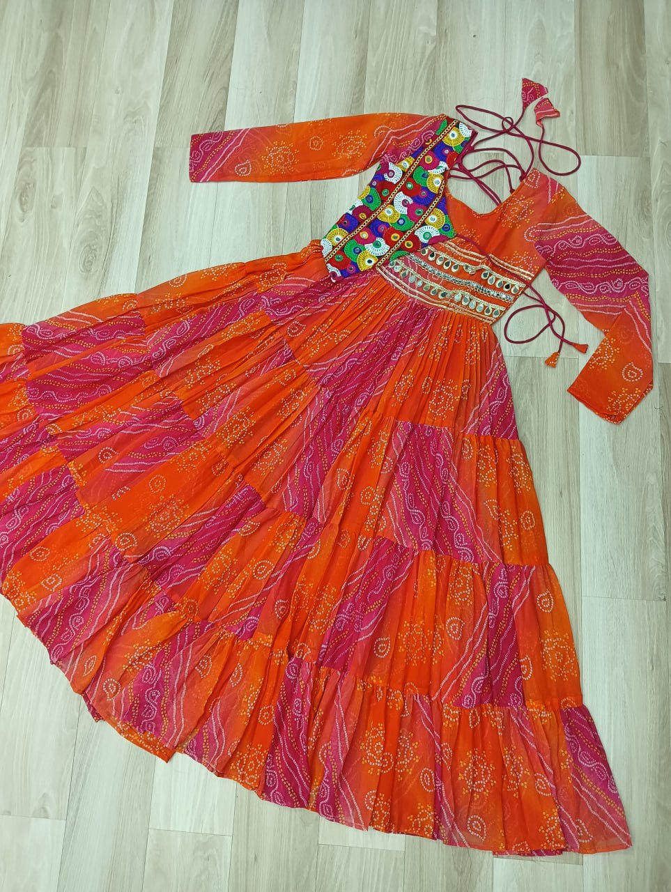 Glorious Purple Georgette Kutchi Work Gown