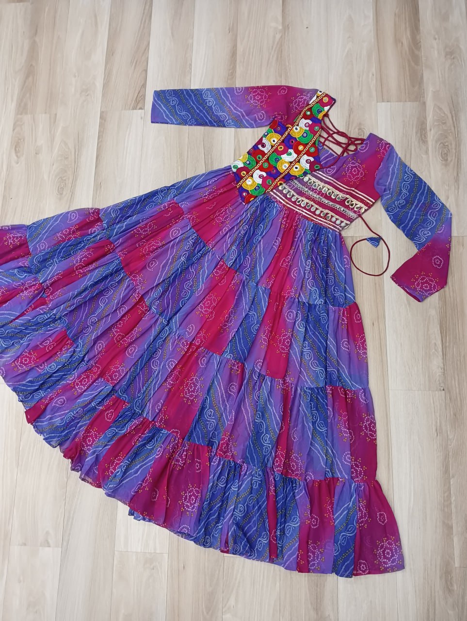 Glorious Purple Georgette Kutchi Work Gown