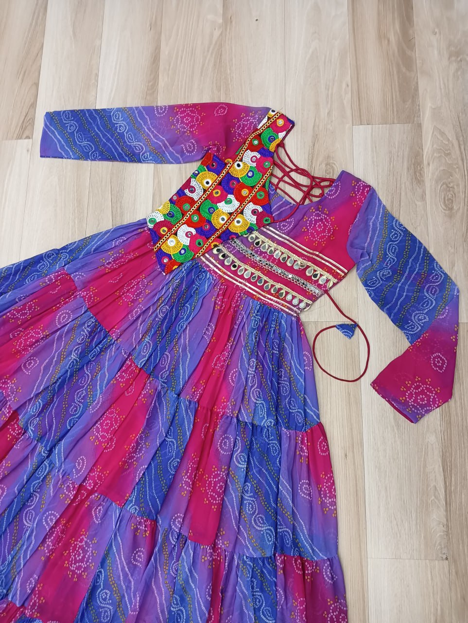 Glorious Purple Georgette Kutchi Work Gown