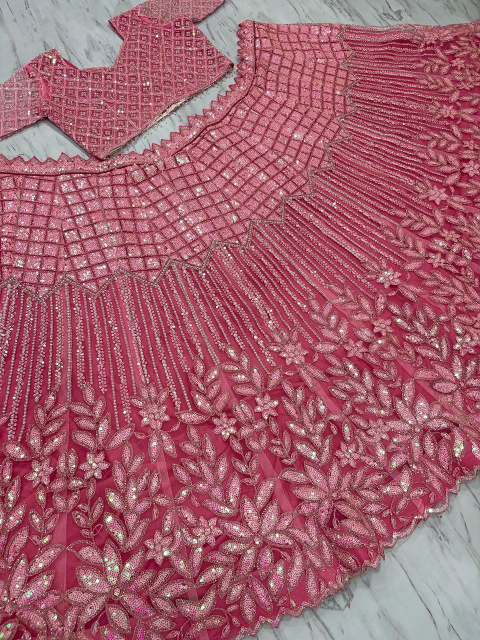 Amazing Pink Net Dori Work Lehenga Choli