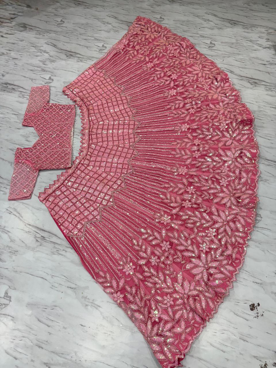 Amazing Pink Net Dori Work Lehenga Choli