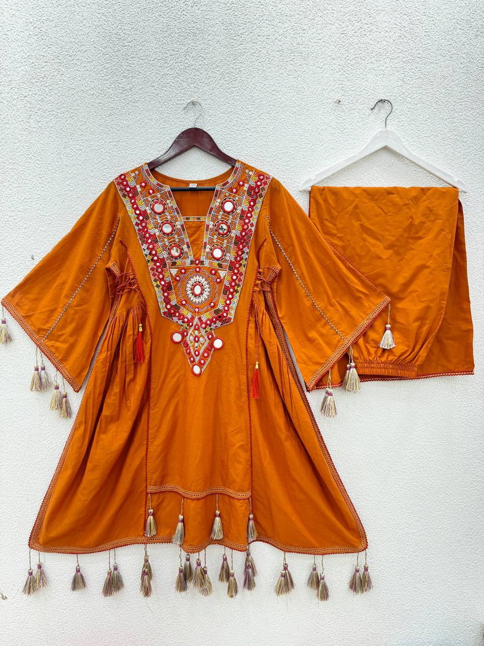 Wonderful Orange Embroidery Work Co-ord Set