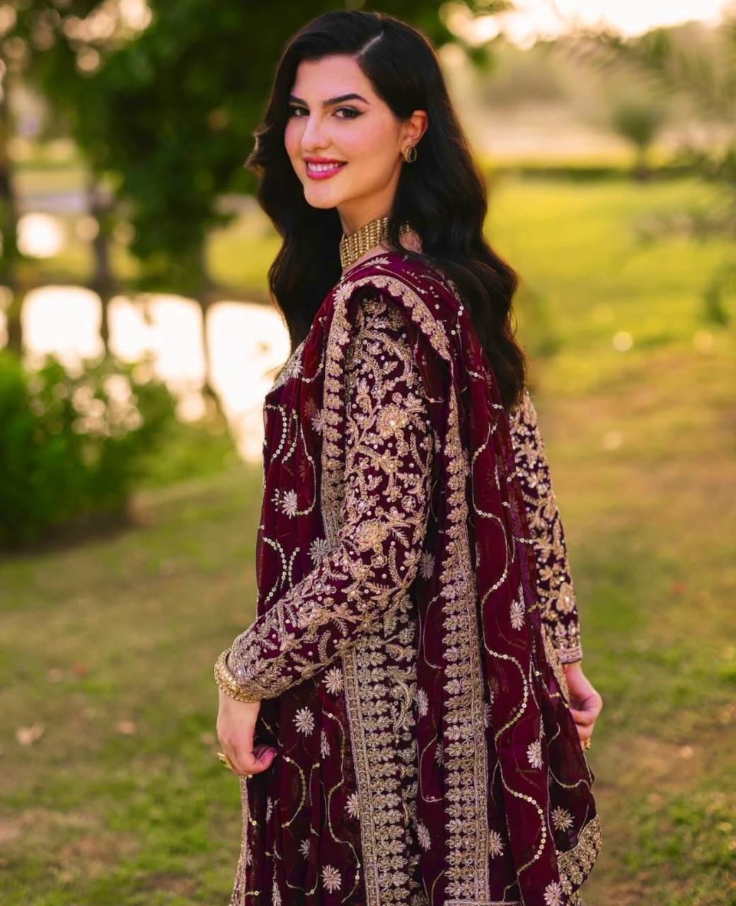 Trendy Maroon Georgette Sequence Work Palazzo Suit