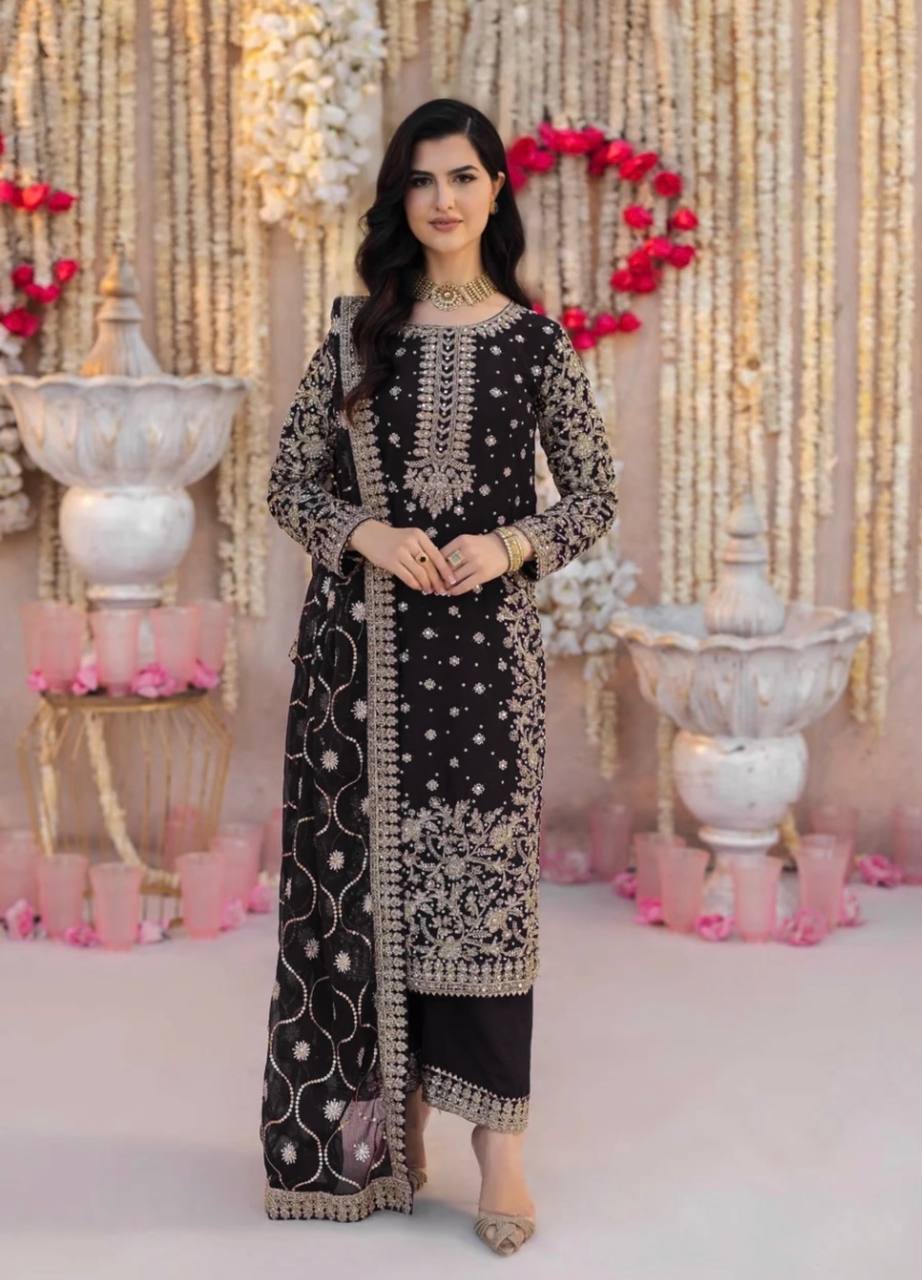 Trendy Maroon Georgette Sequence Work Palazzo Suit