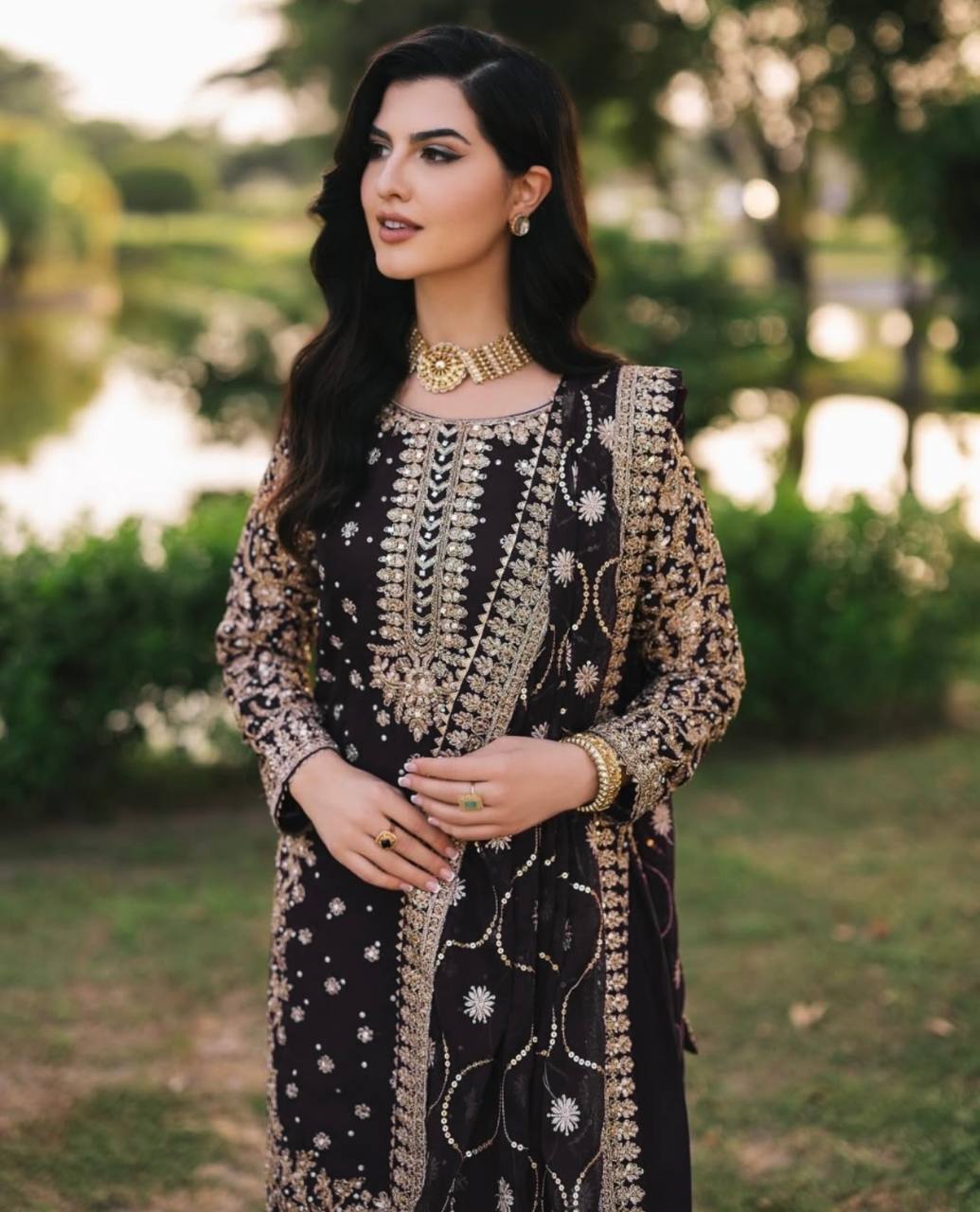 Trendy Maroon Georgette Sequence Work Palazzo Suit