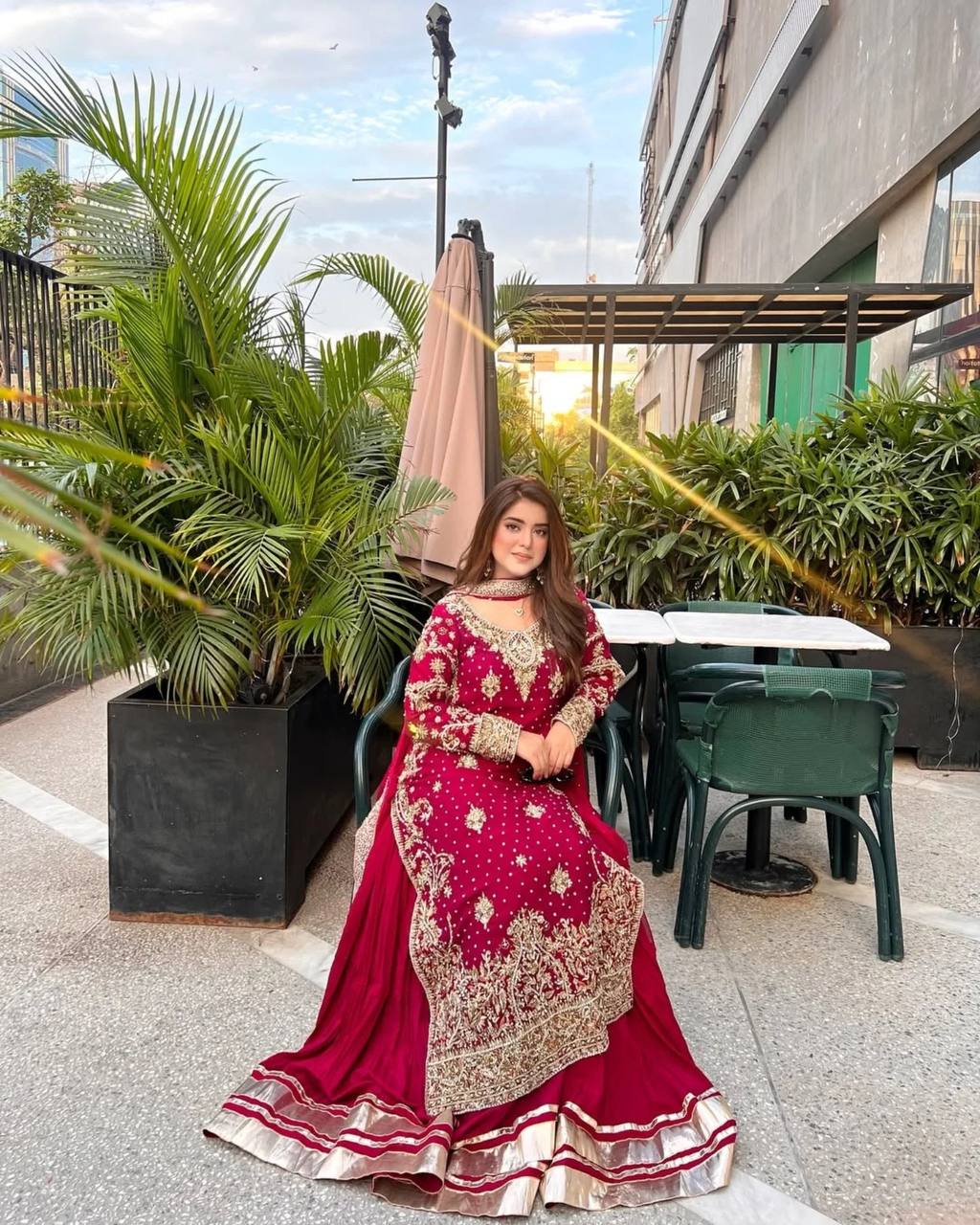 Wonderful Red Color Georgette Sequence Work Sharara Suit