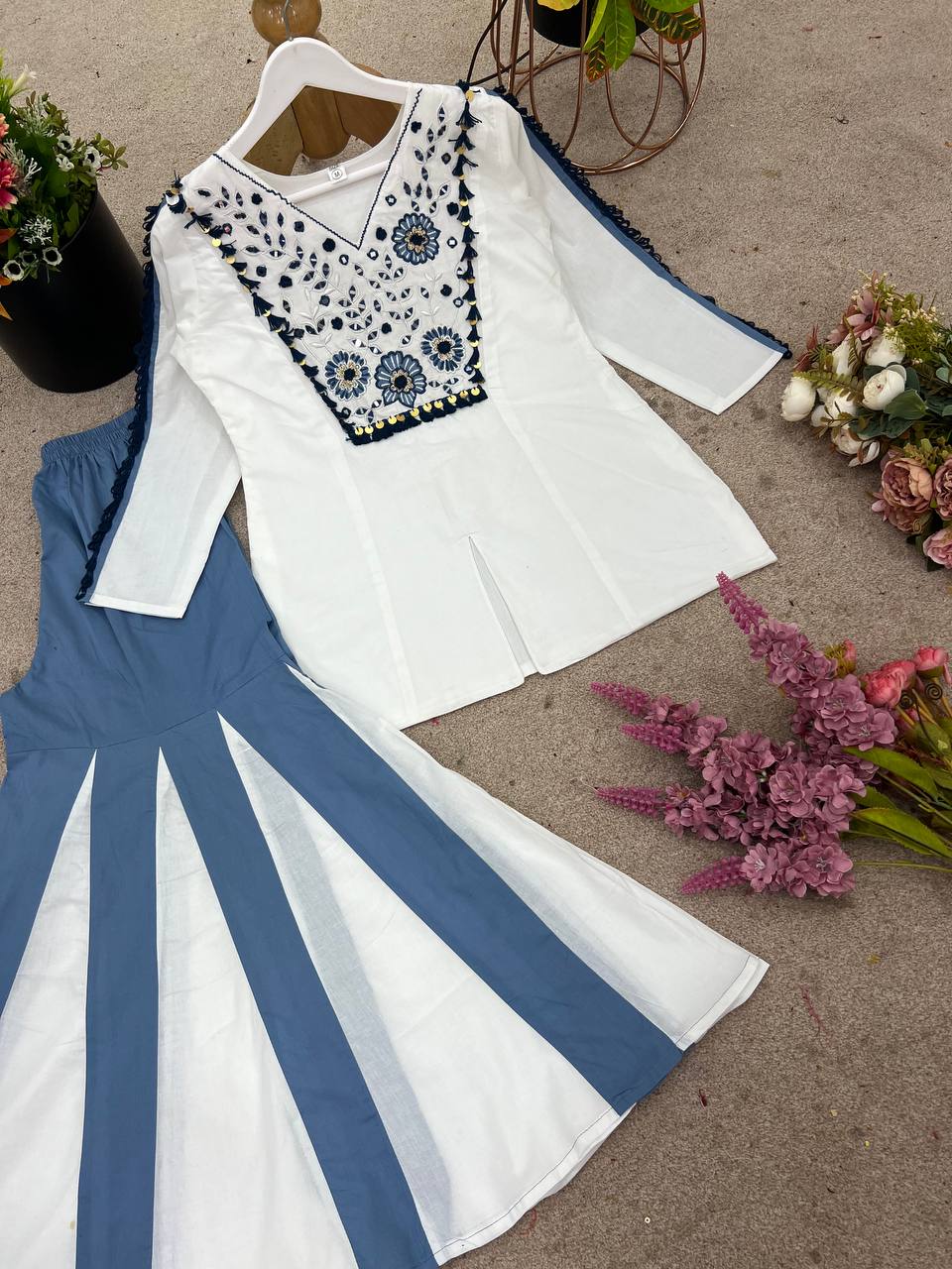 Stylish White Silk With Embroidery Work Co-ord Set