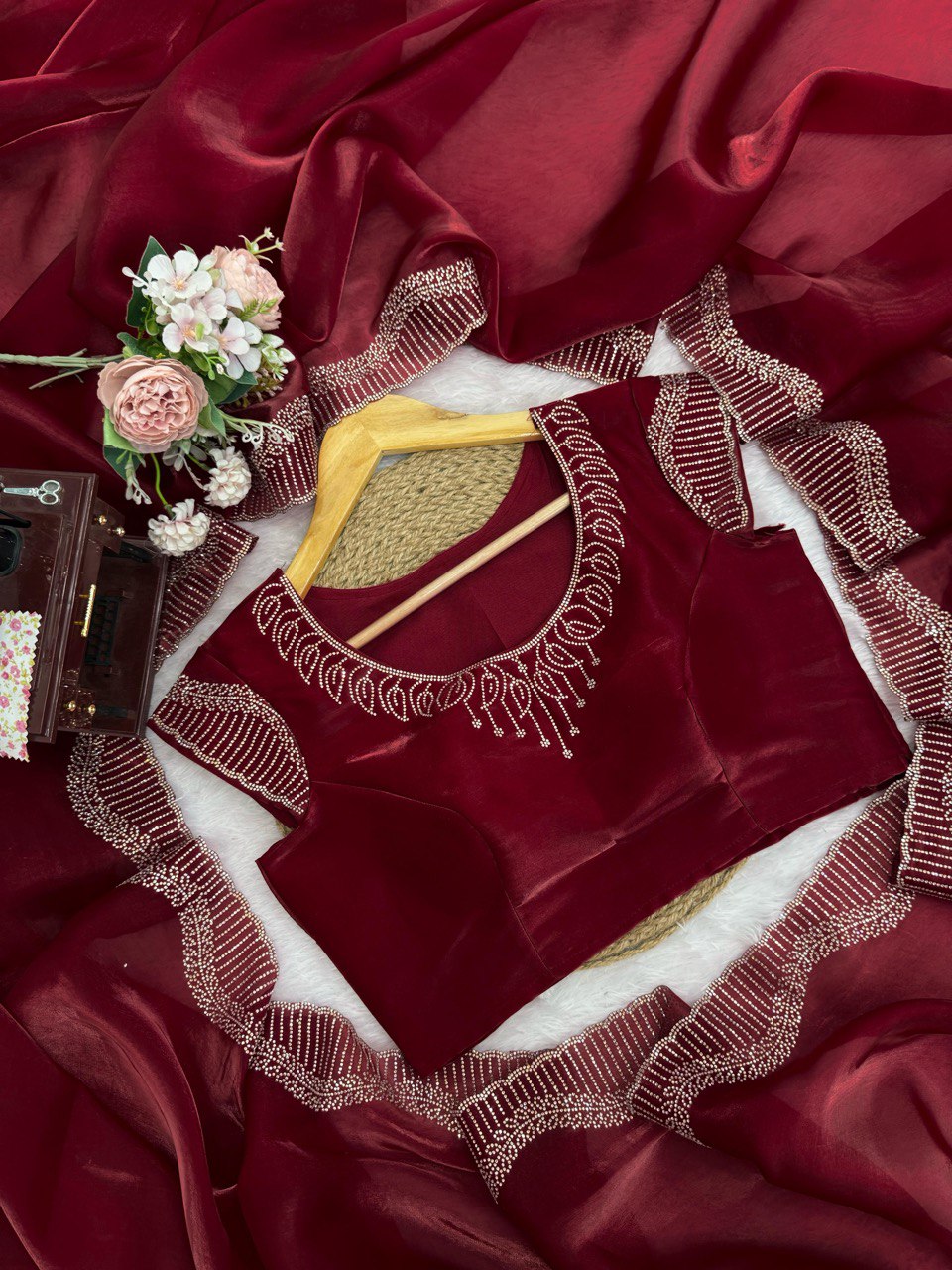Captivating Maroon Color Jimmy Choo Saree