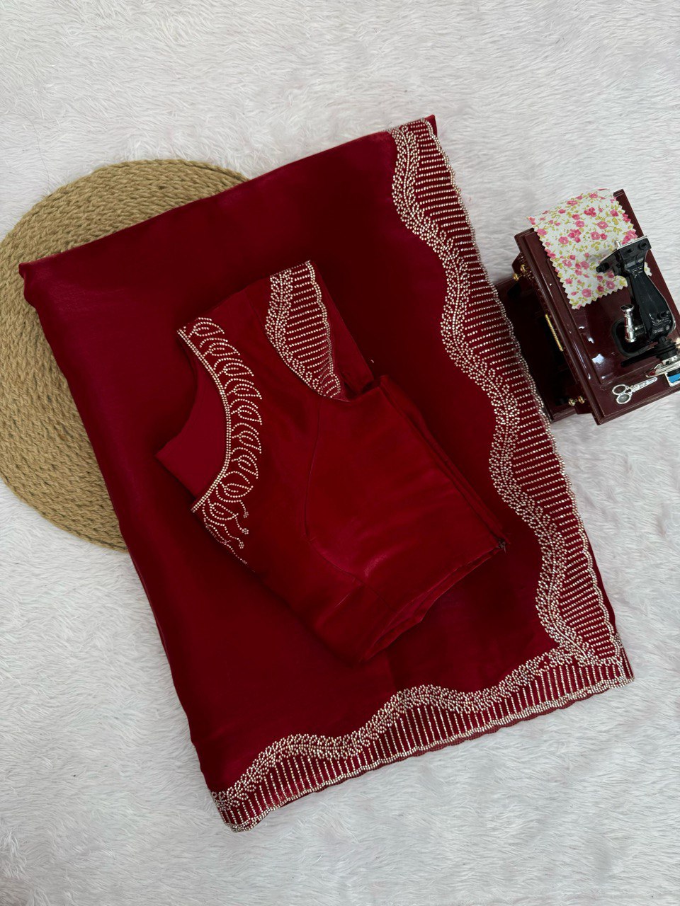Captivating Maroon Color Jimmy Choo Saree