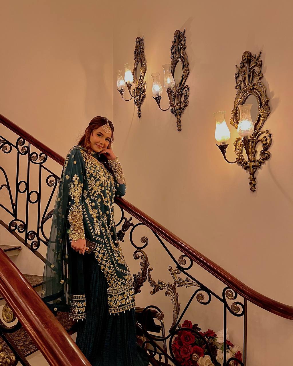 Awesome Teal Green Color Sequence Work Georgette Palazzo Suit