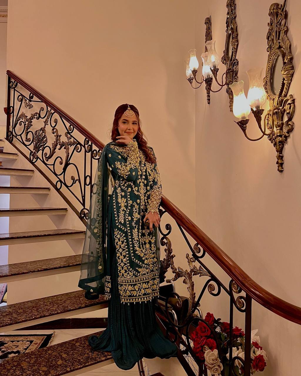 Awesome Teal Green Color Sequence Work Georgette Palazzo Suit