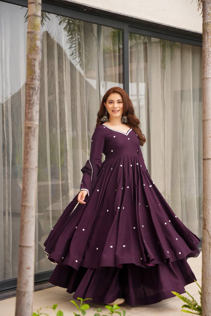 Awesome Purple Color Embroidery Work Georgette Sharara Suit