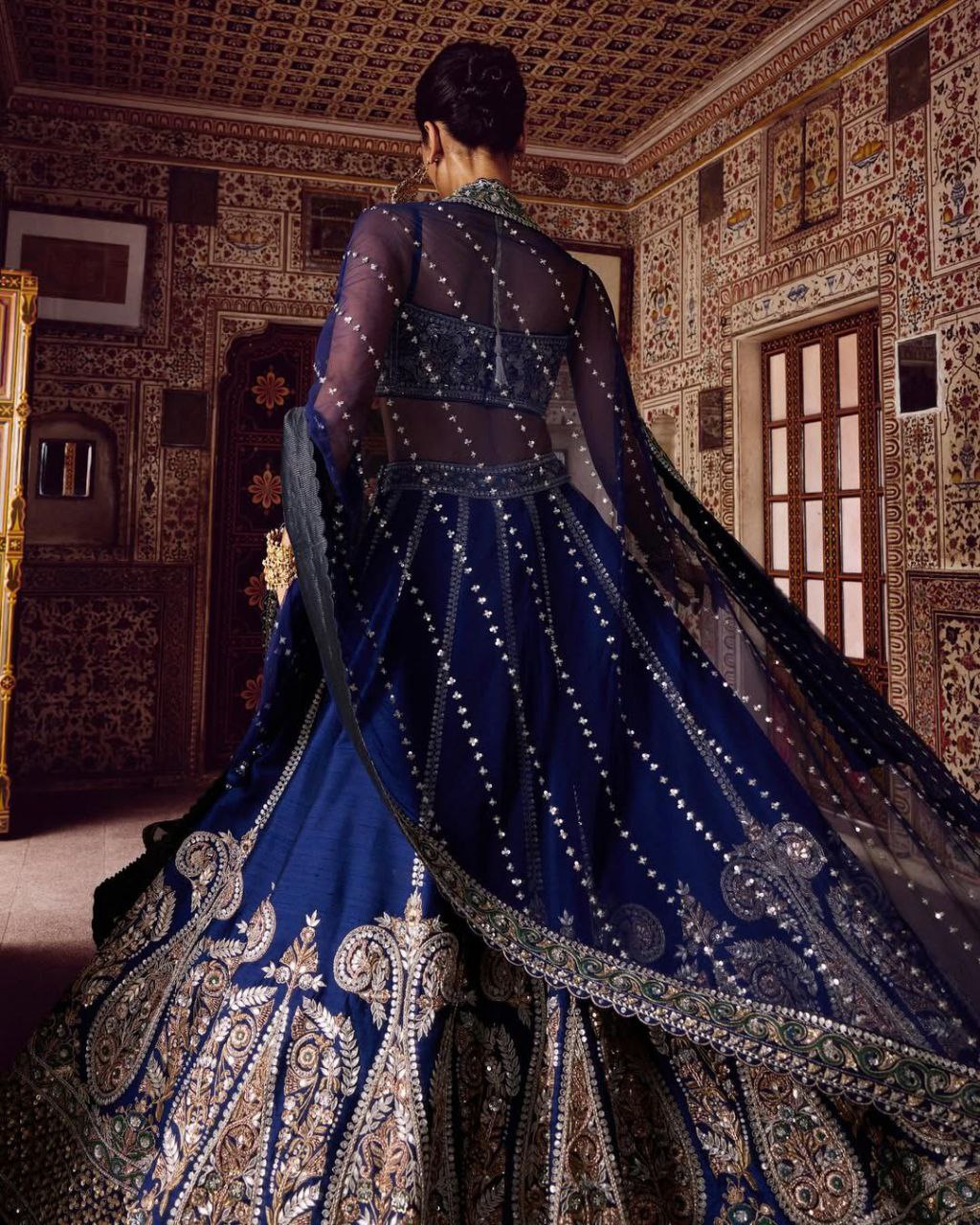 Marvelous Blue Slub Silk Embroidery Work Lehenga Choli