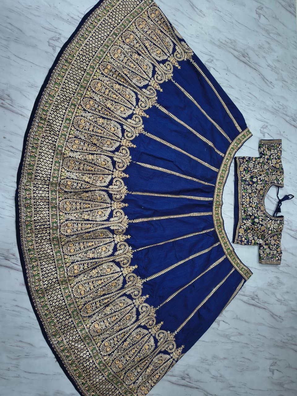 Marvelous Blue Slub Silk Embroidery Work Lehenga Choli