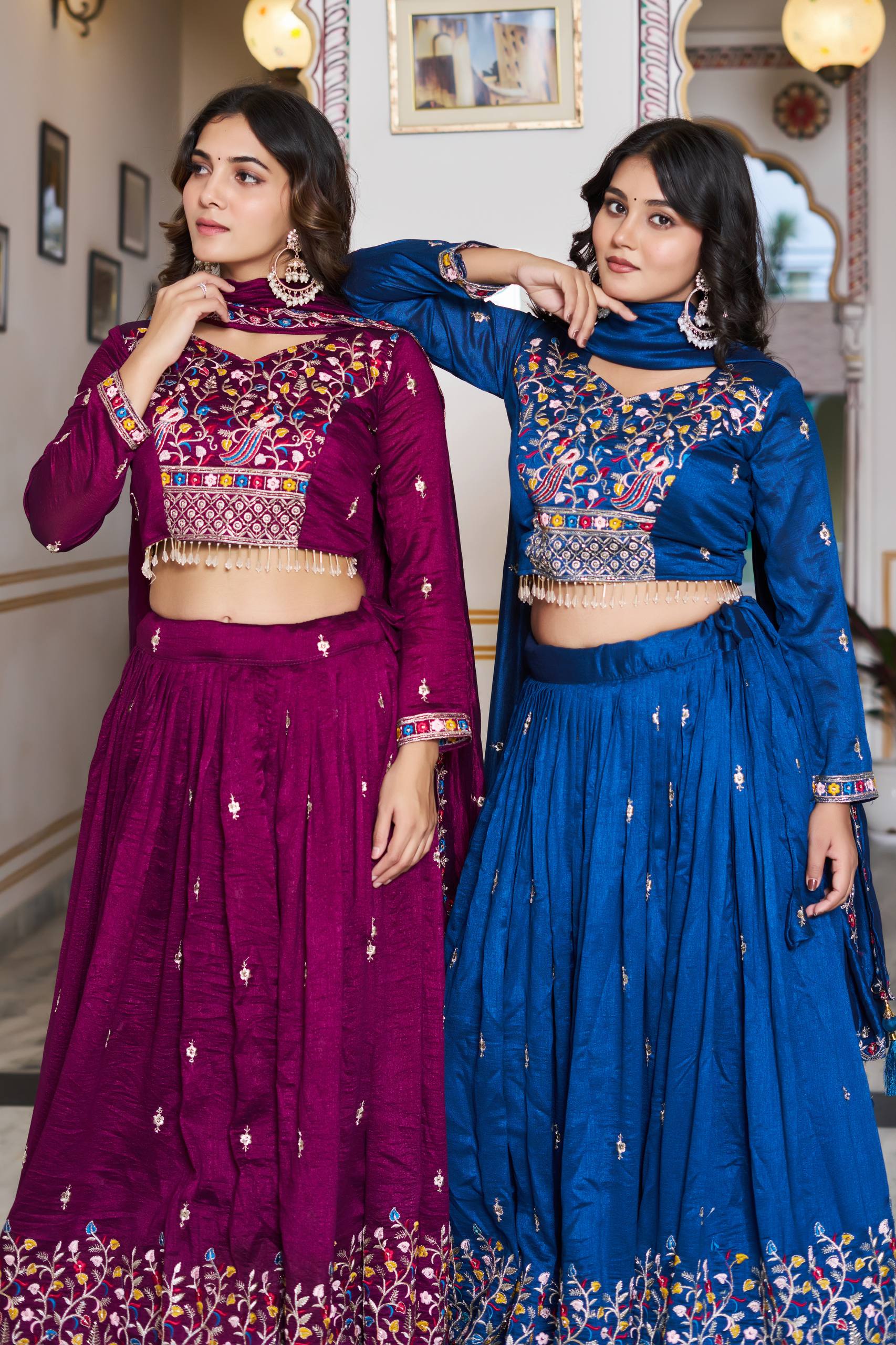Lovely Bule Silk Embroidery Lehenga Choli