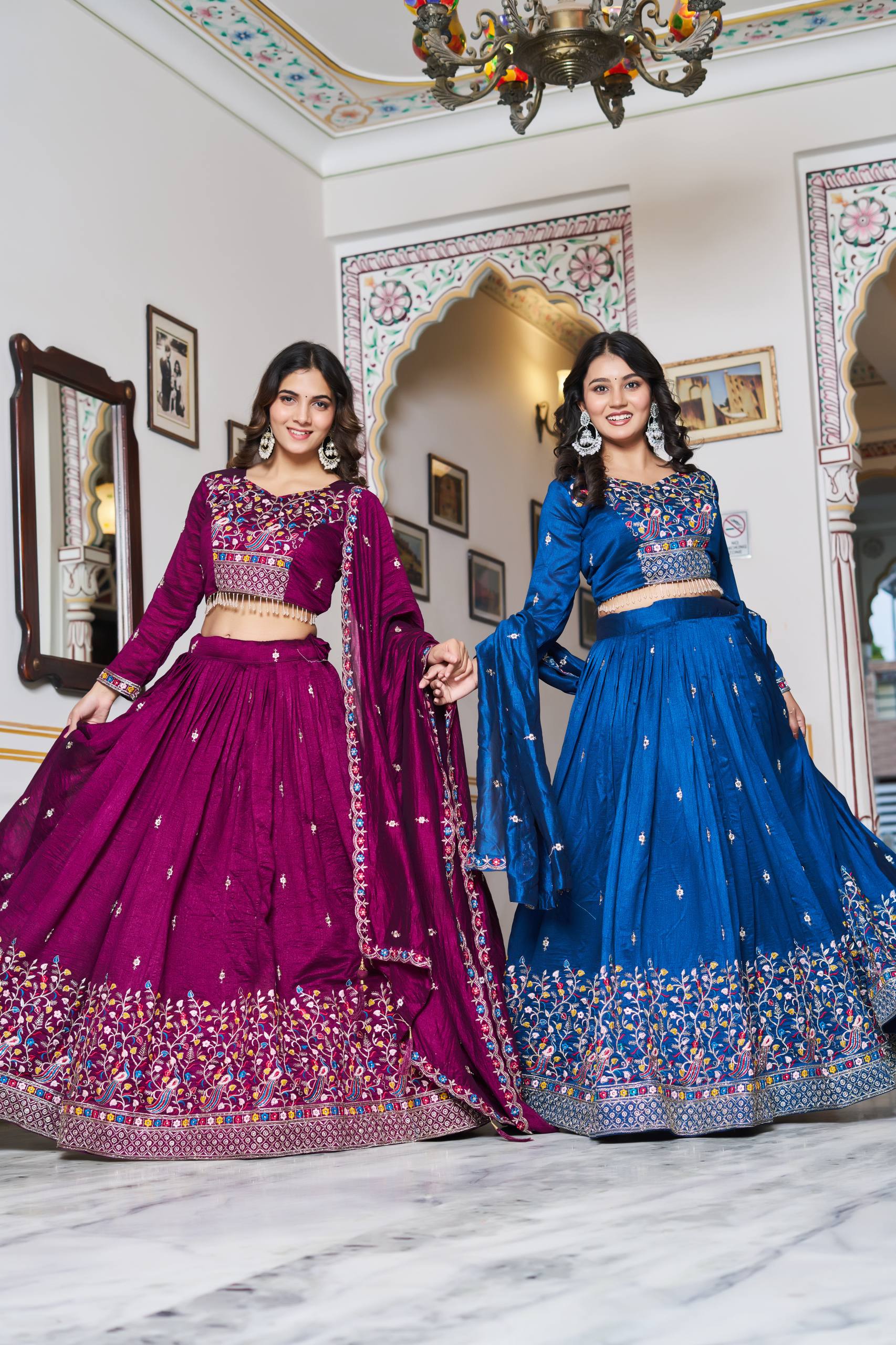 Lovely Bule Silk Embroidery Lehenga Choli