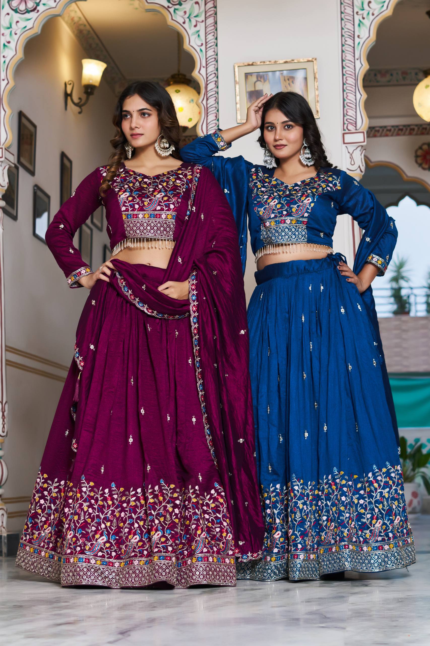 Lovely Bule Silk Embroidery Lehenga Choli