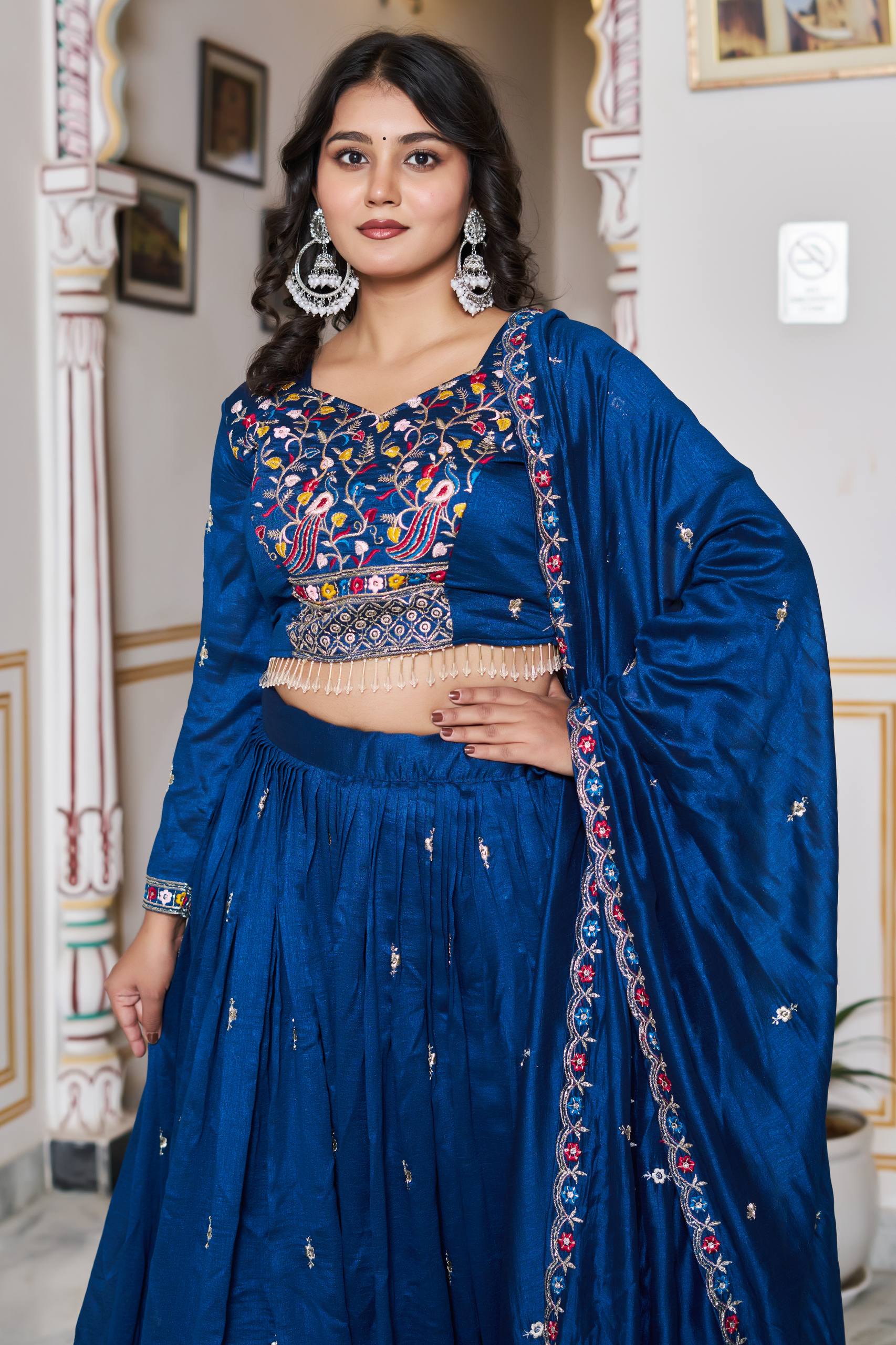 Lovely Bule Silk Embroidery Lehenga Choli
