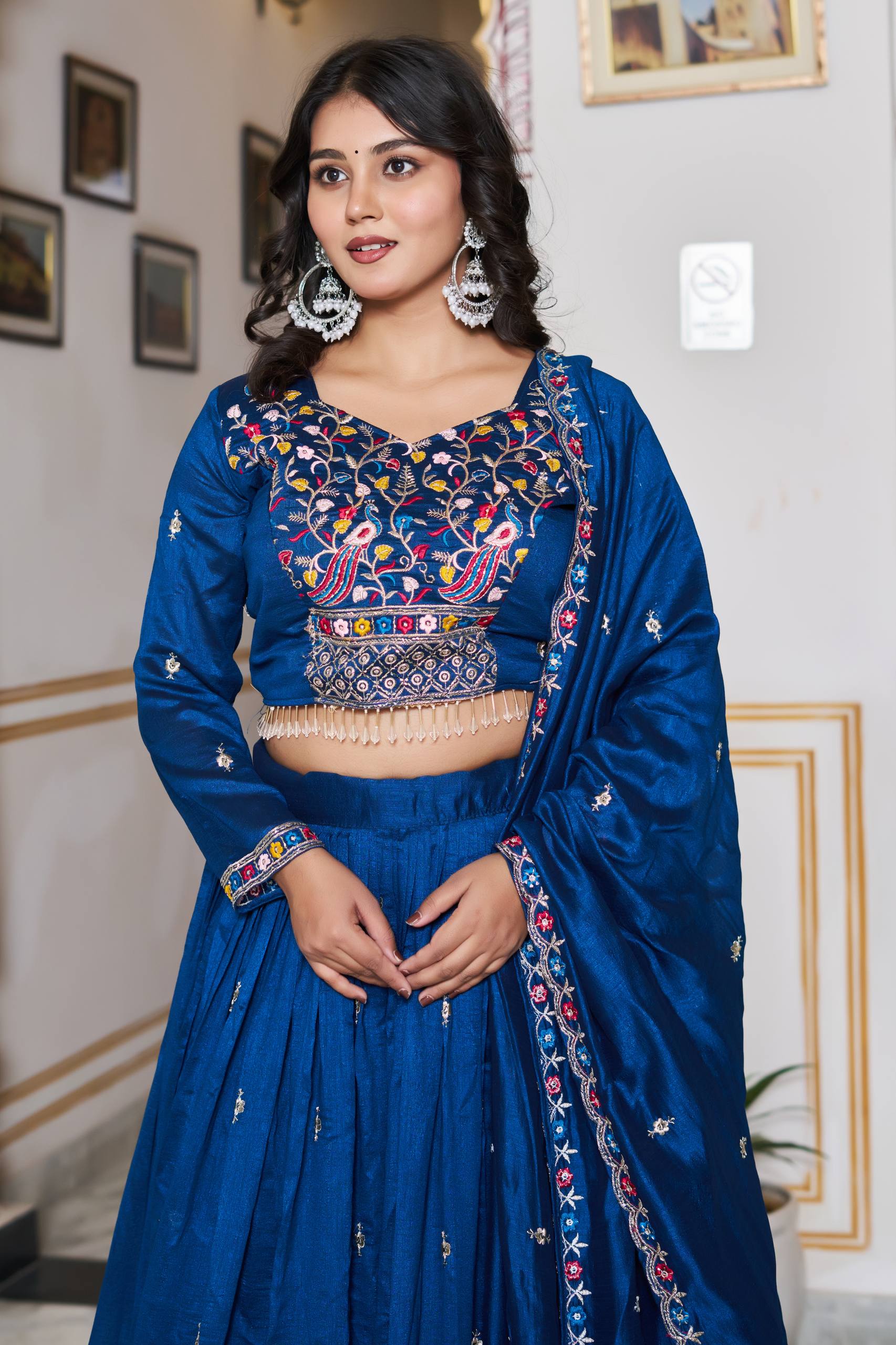 Lovely Bule Silk Embroidery Lehenga Choli