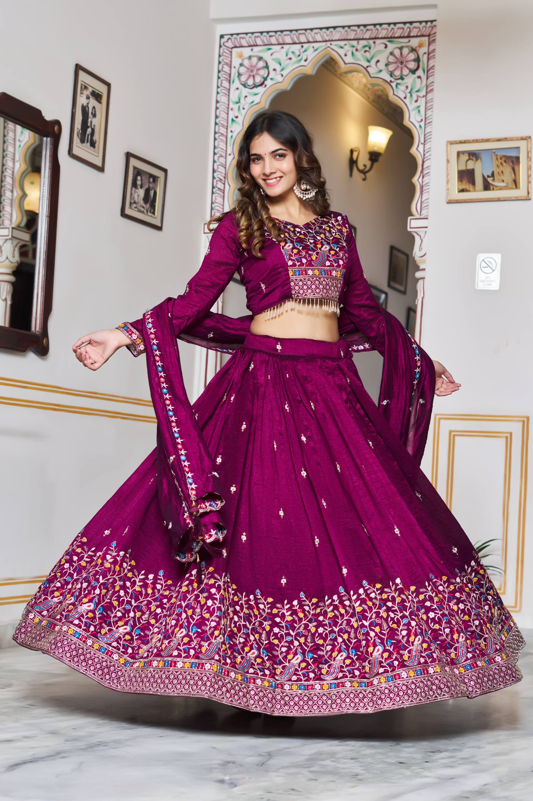 Lovely Bule Silk Embroidery Lehenga Choli
