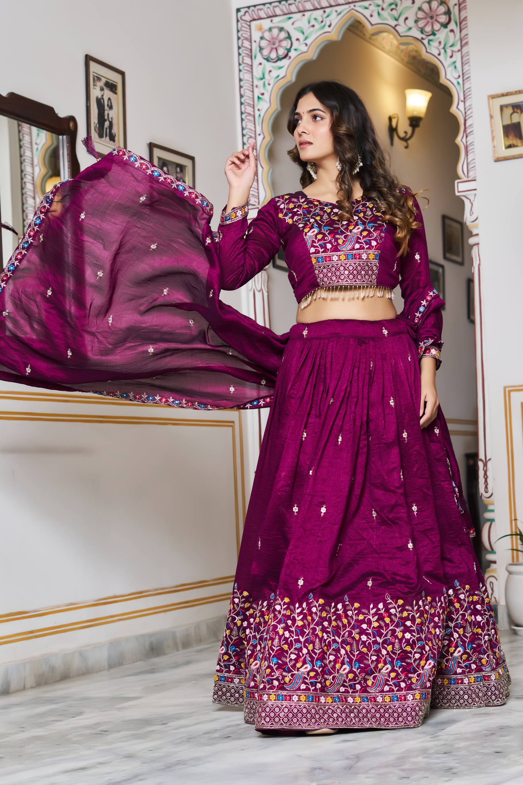 Lovely Bule Silk Embroidery Lehenga Choli