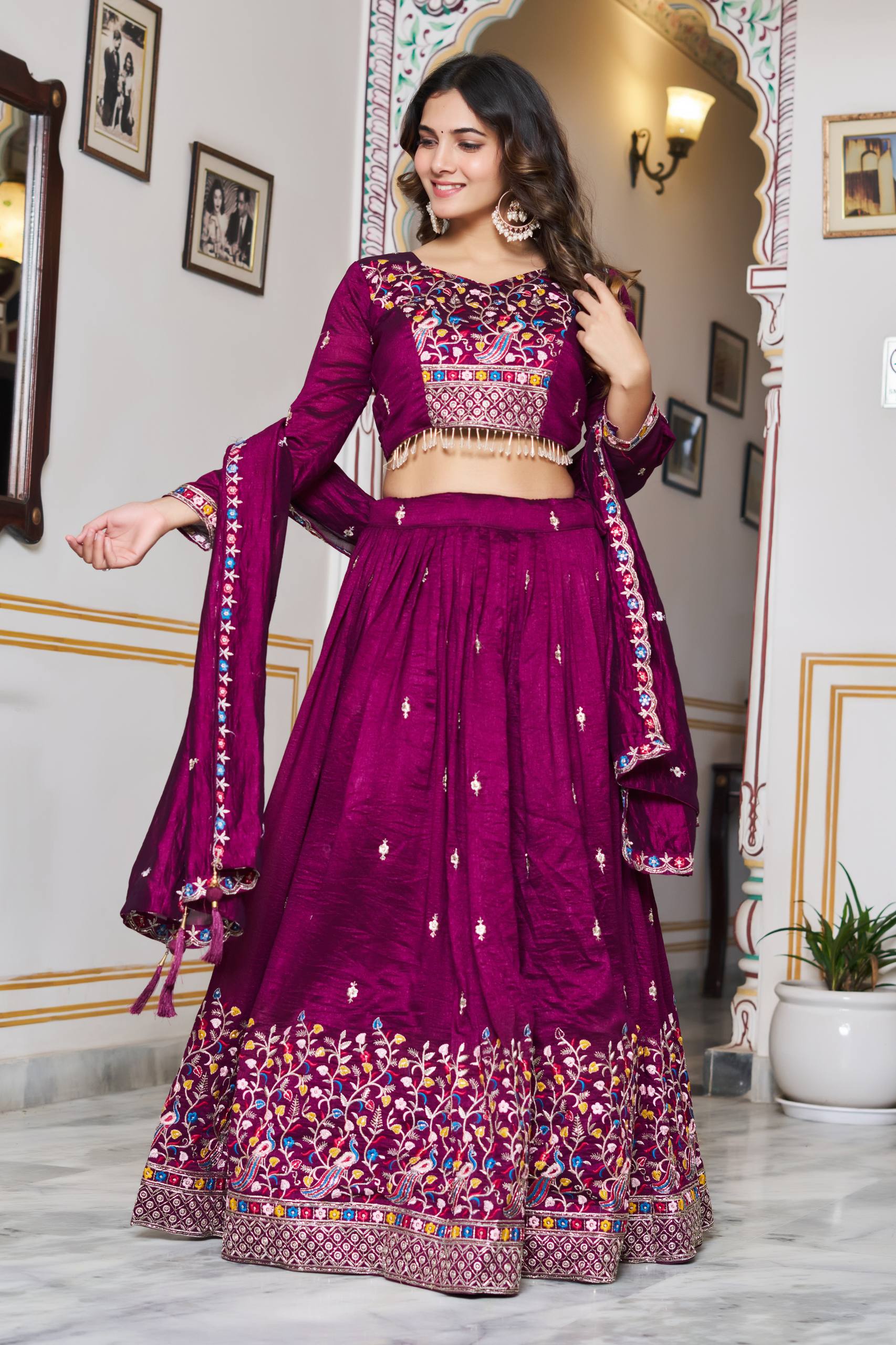 Lovely Bule Silk Embroidery Lehenga Choli