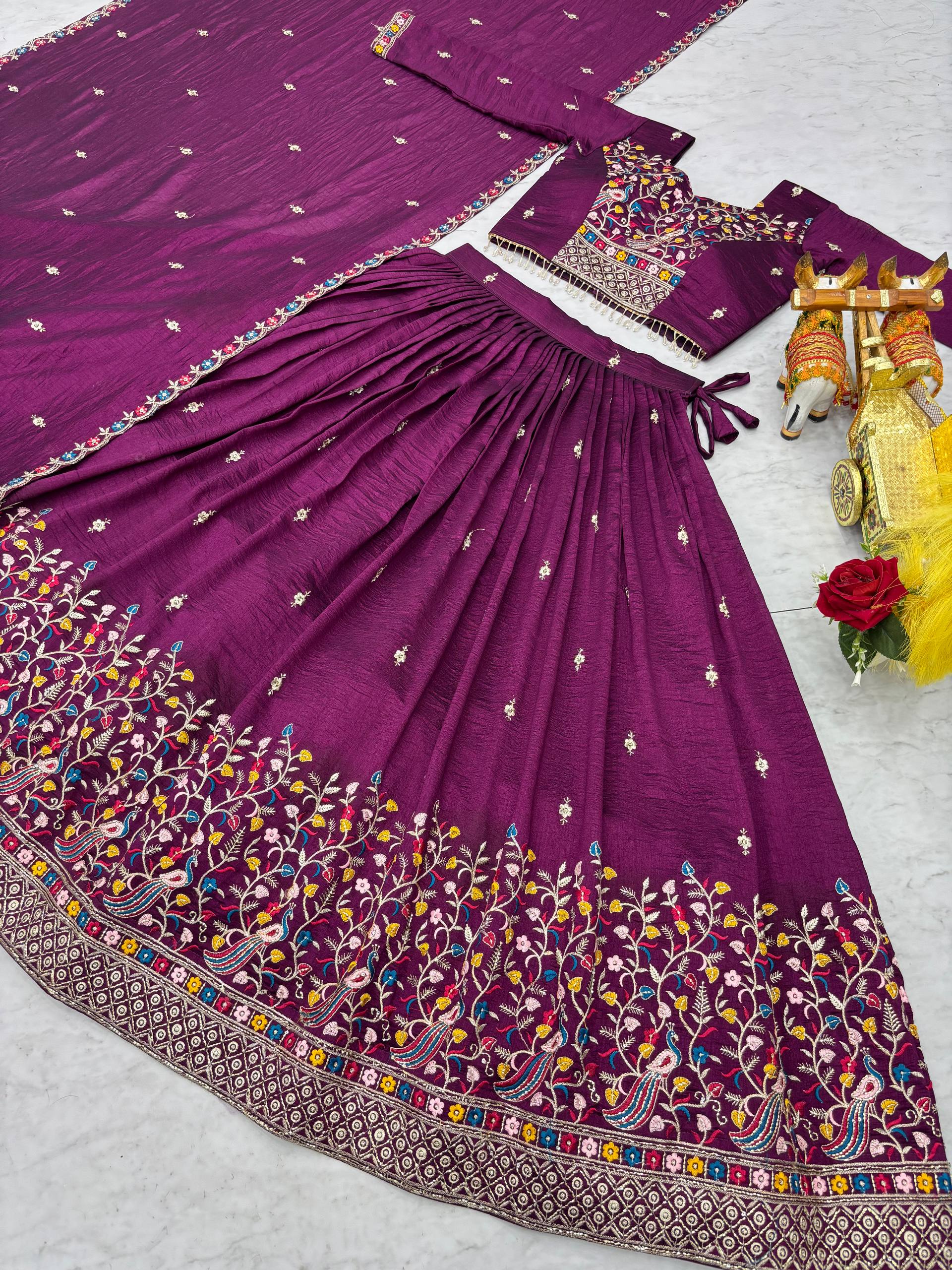 Lovely Bule Silk Embroidery Lehenga Choli