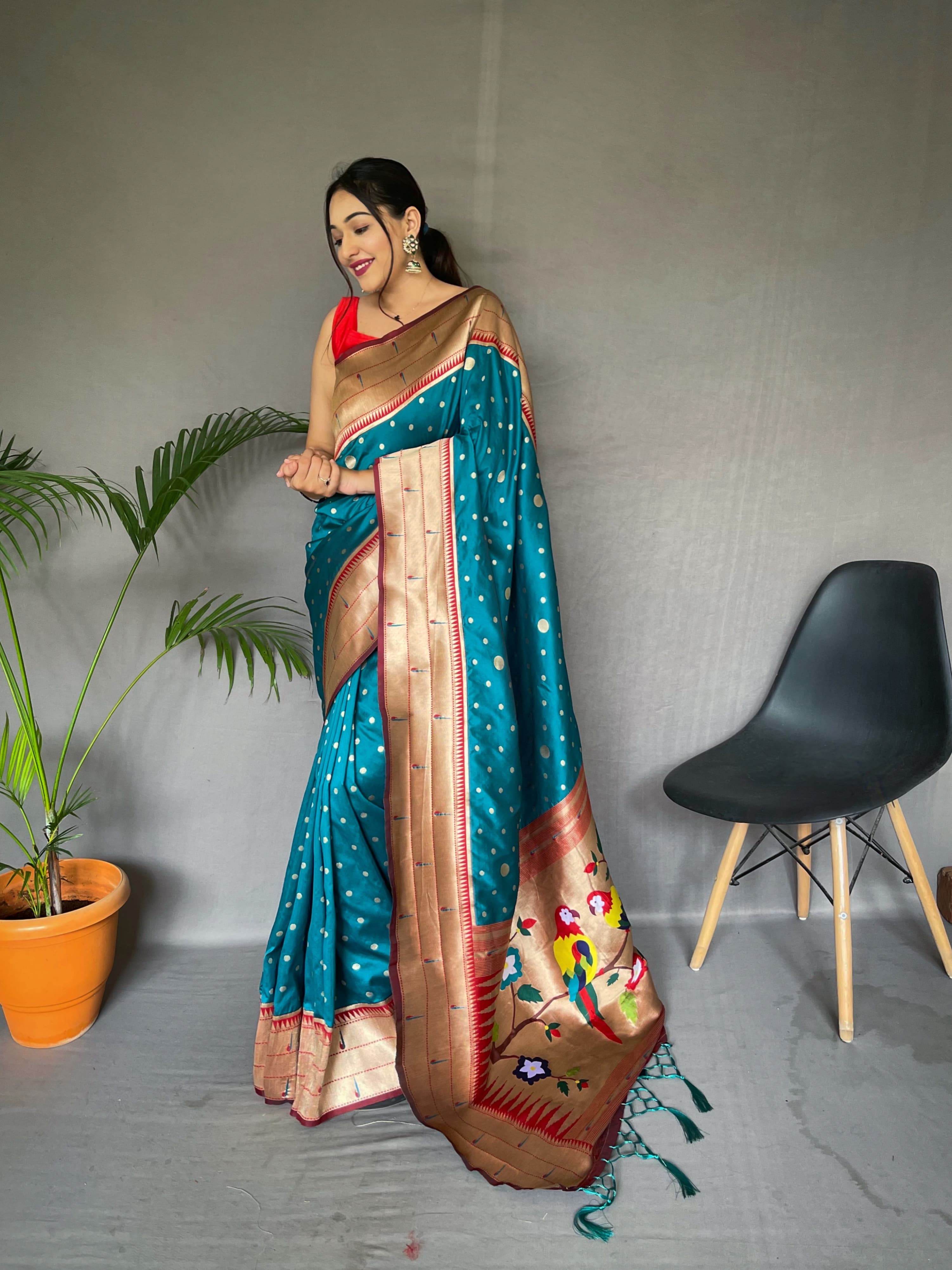 Festive Wear Teal Blue Rich Weaved Pallu Silk Saree