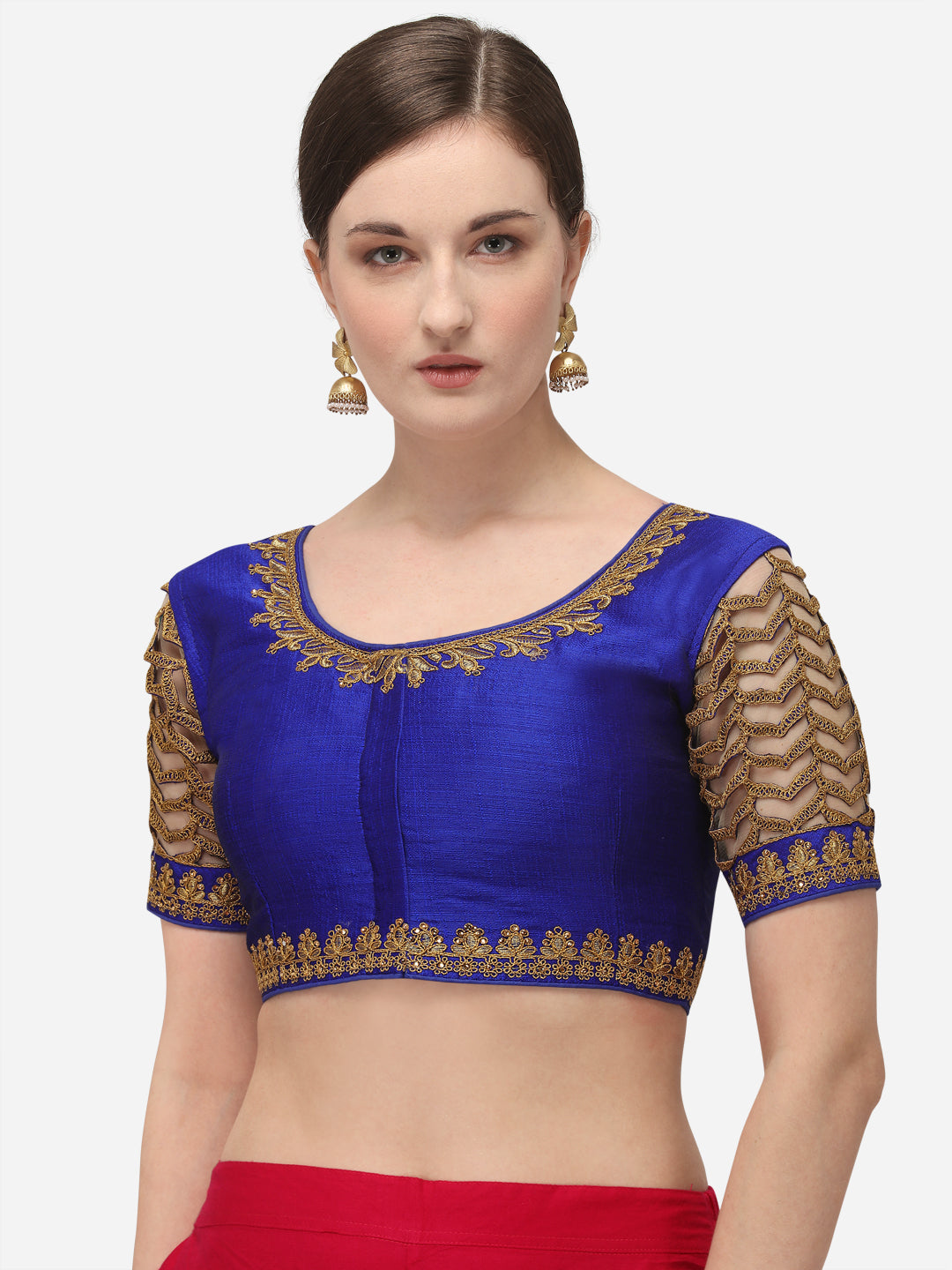 Elephent Design Blue Color Embroidery Work Blouse