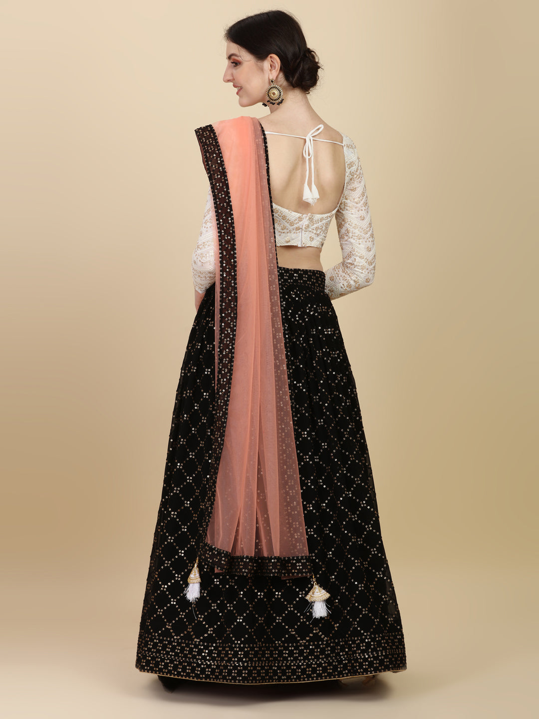 Glorious Black Color Sequence Embroidered Work Lehenga Choli