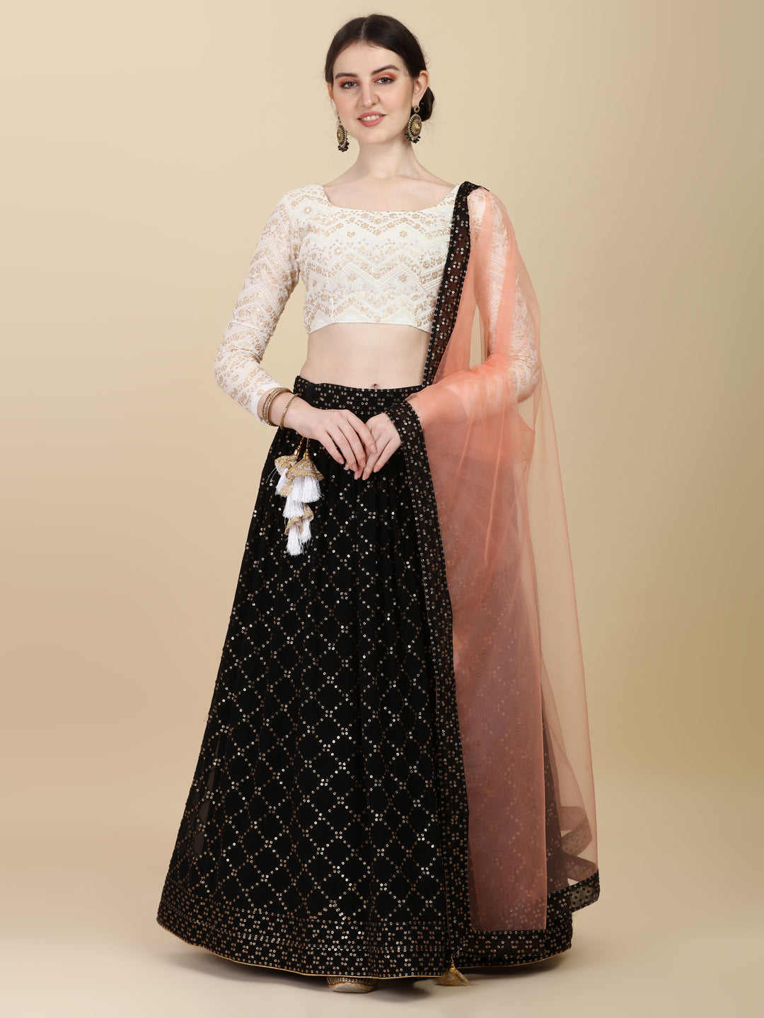 Glorious Black Color Sequence Embroidered Work Lehenga Choli