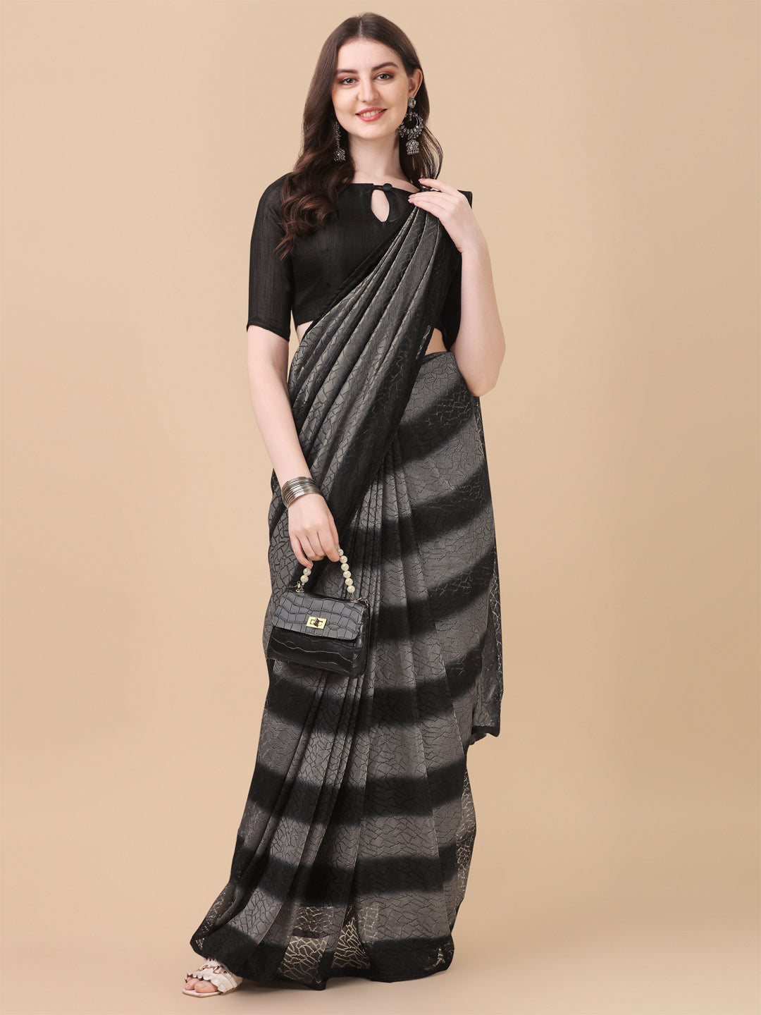 Fancy Black Color Rasal Net Designer Saree