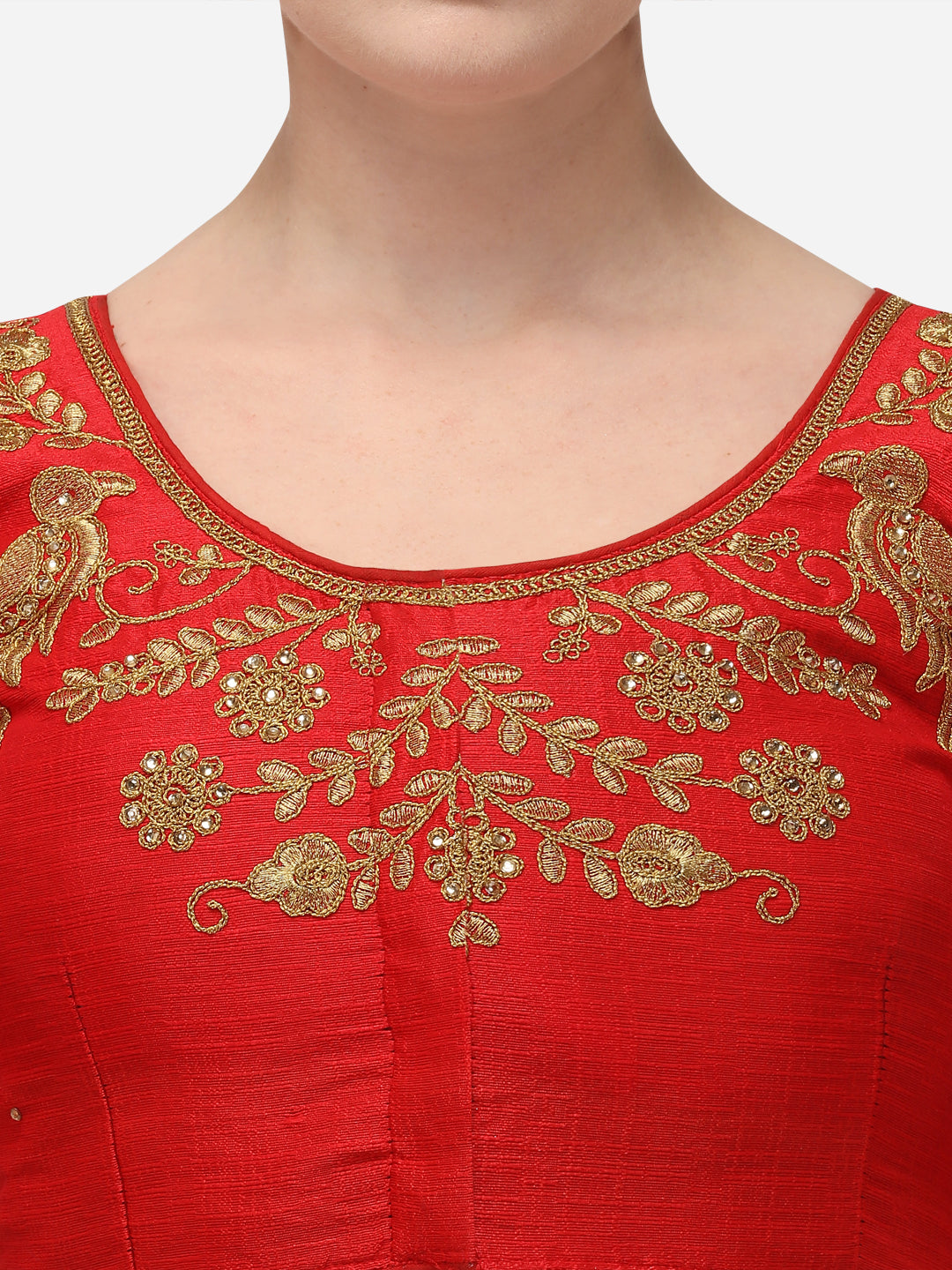 Birds Design Red Color Embroidered Blouse