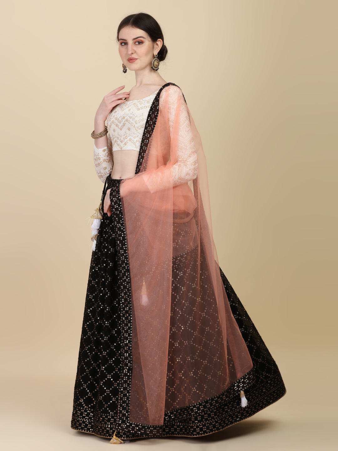 Glorious Black Color Sequence Embroidered Work Lehenga Choli