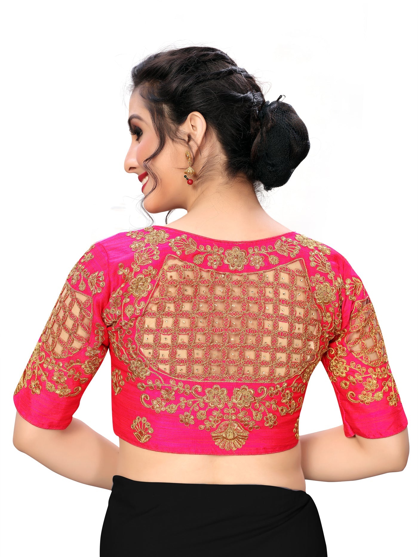 Gorgeous Embroidered Heavy Cutwork Pink Readymade Blouse