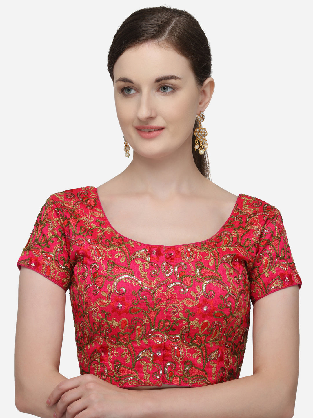 Glorious Pink color Embroidered & Sequins Work Silk Blouse