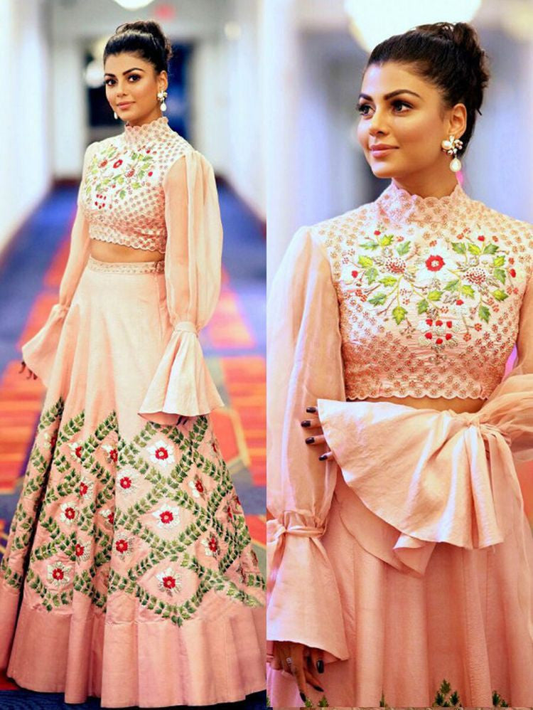 Bollywood Style Noora Silk Peach Color Lehenga Choli